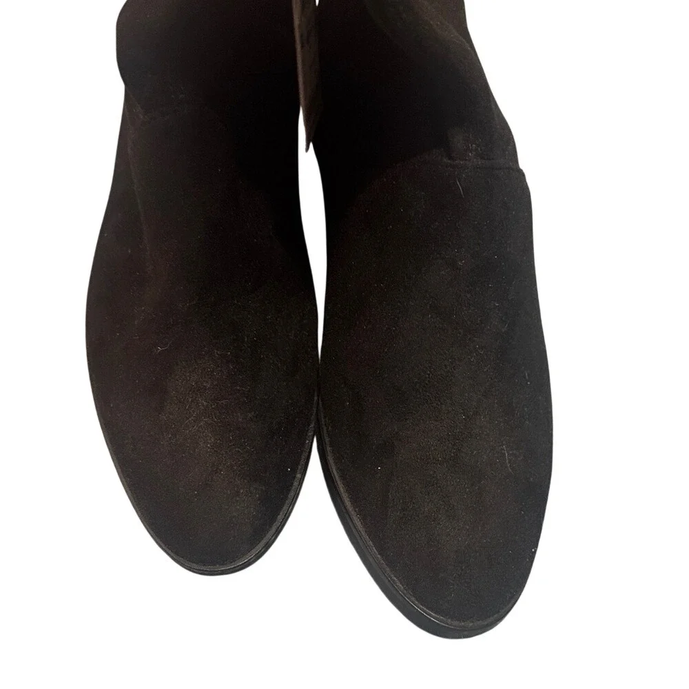 Zara Basic Black Faux Suede Over The Knee OTK Low Block Heel‎ Boots Size 37 NEW